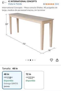 48" Solid Wood Shaker Console Table – Like New!