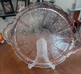 Jeannette Glass Cherry Blossom pink platter