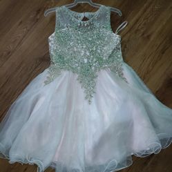 Girl Dress Blush Pink Gold 8y