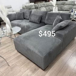 Beautiful XL Corduroy Sectional Sofa Set 