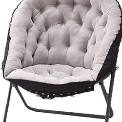 Saucer Chair for Adults,Folding Saucer Chair,Oversized Saucer Chair,Comfy Foldable Chair for Bedroom,Moon Chair，300 lbs (Grey)