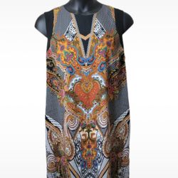 Beige by eci Elegant Womens sleeveless colorful dress size 18 pre-owned