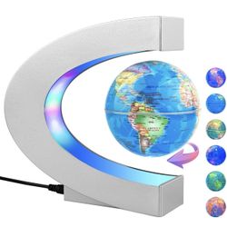 Magnetic Levitating Globe with LED Light, Cool Tech Gift for Men Father Boys and Girls, Birthday Gifts for Kids, Floating Globes World Desk Gadget Dec