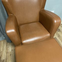 Faux Leather Chair And Ottoman 