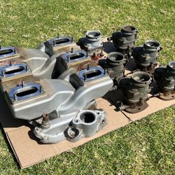 Edelbrock X1 6x2 Intake Manifold Cross Ram w/ Stromberg 97 Carburetors SBC