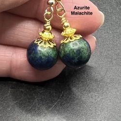 Azurite & Malachite Genuine Stone Handmade Earrings