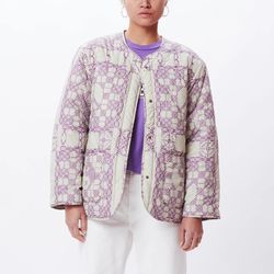 OBEY Tiled Liner Jacket Purple White (Reversible) - Size Medium