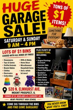 🔥 HUGE GARAGE SALE – TONS OF $1 ITEMS! 🔥
