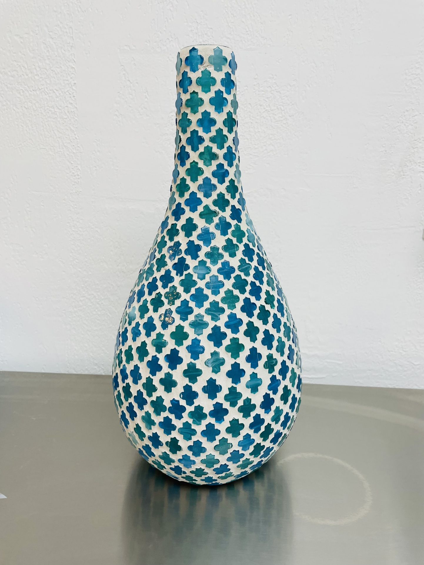 Blue & White Mosaic Decorative Vase—Brand NEW