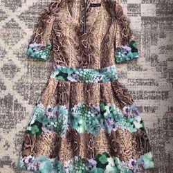 Beautiful Jeanne D'Arc Dress With Snakeskin Print And Flowers   
