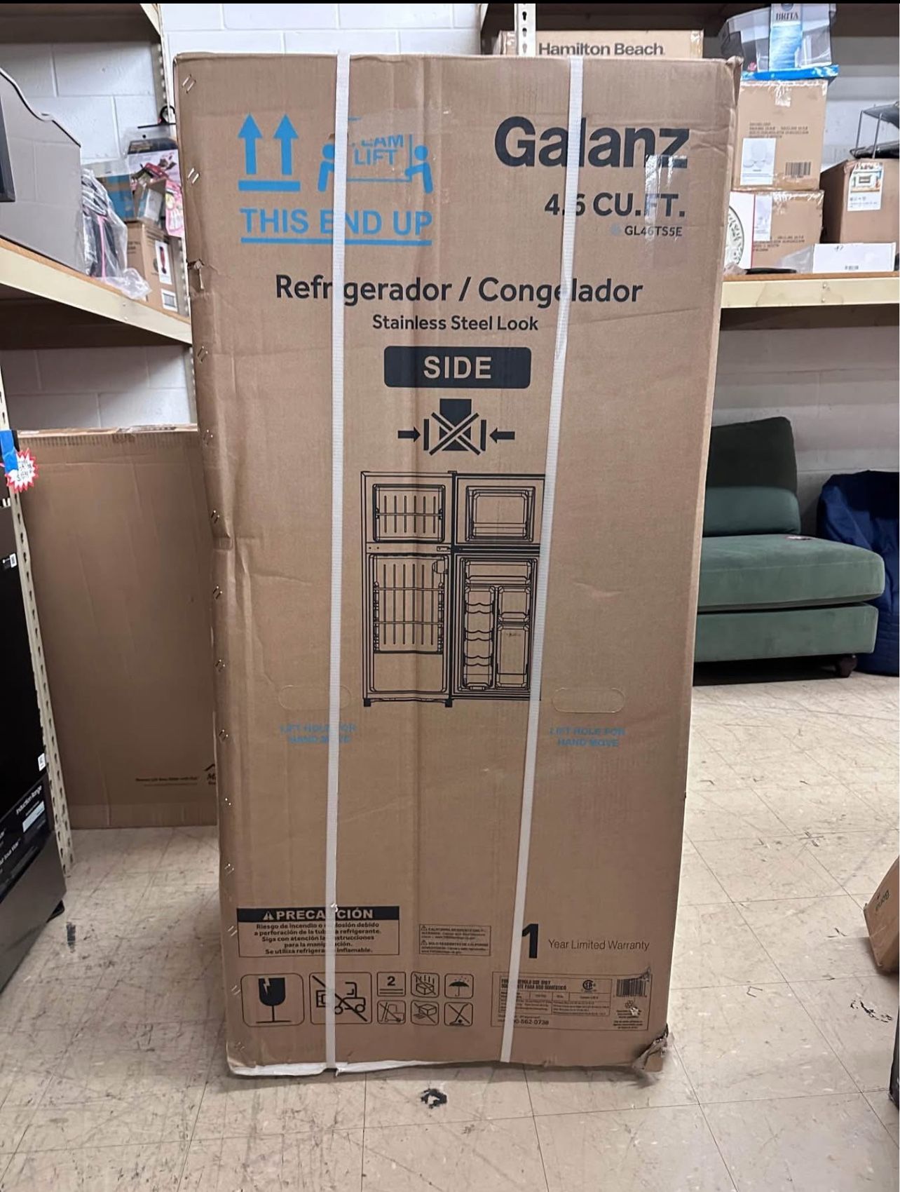 4.6. Cu ft Two Door Mini Refrigerator with Freezer, Stainless Steel, New in Box