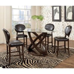 5pcs glass top Dining Set