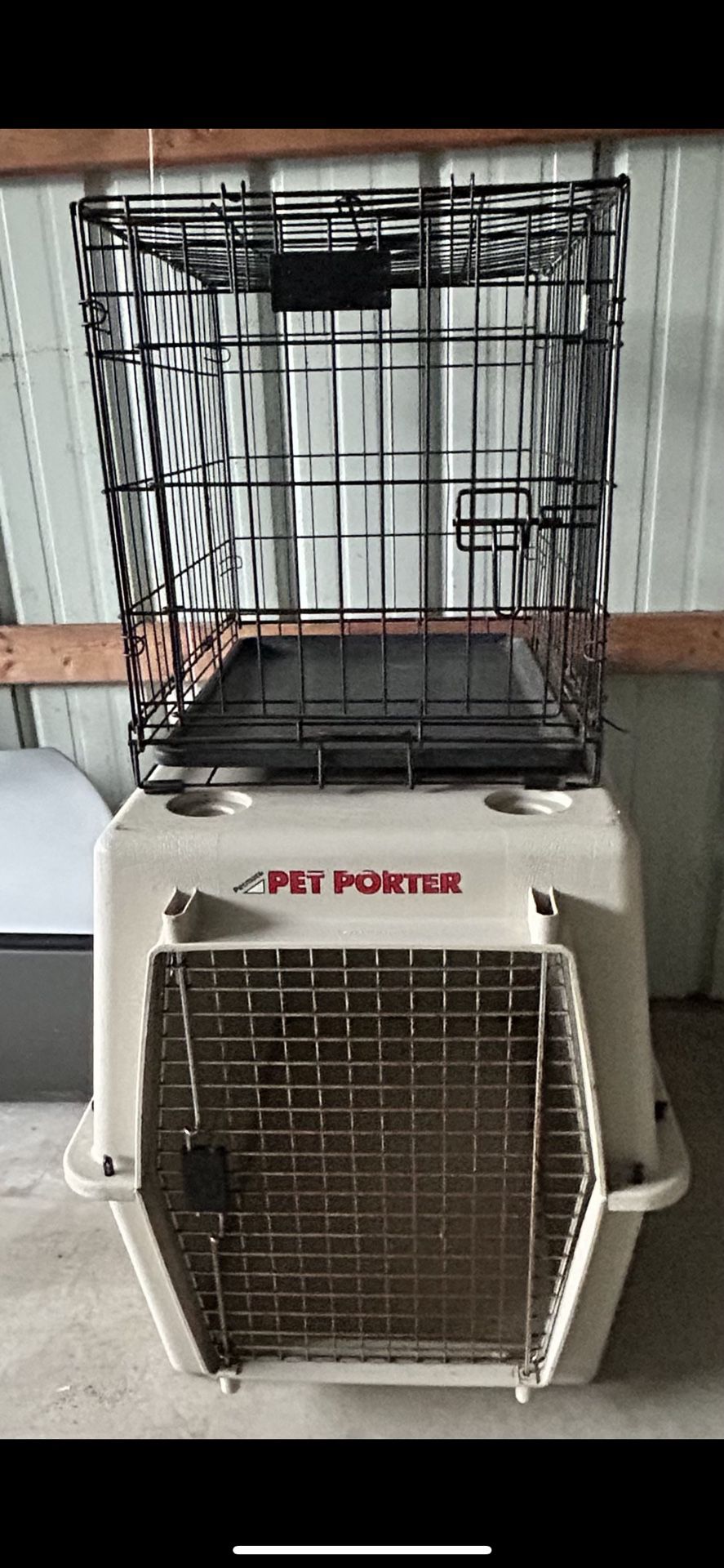 Pet Porter Large Dog Crate And Medium To Large Dog Crate 