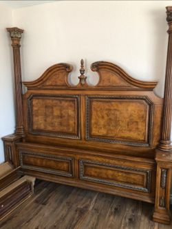 Cal King Four Poster Burlwood Bed Frame