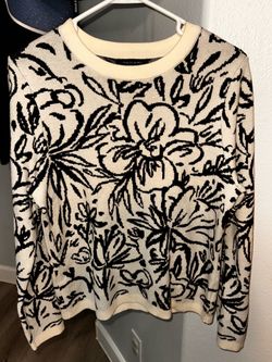 Tahari Floral Knit Crewneck Sweater