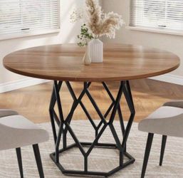 NEW ROUND DINING TABLE BRIWN BLACK 47x47
