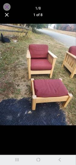Wooden chairs with stool