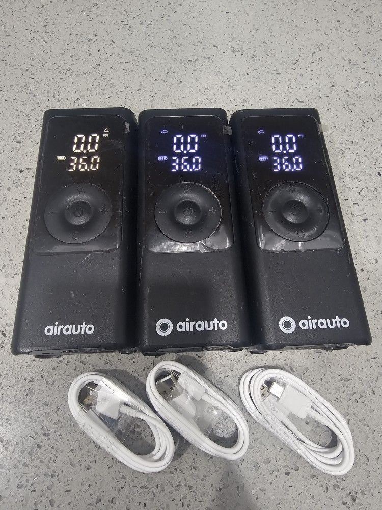 3 X AIRAUTO Air Inflator Portable Cordless Pump with LED Light and USB Output
Model aa125