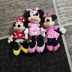 DISNEY Minnie Mouse Set of 3 Different Plush Toys