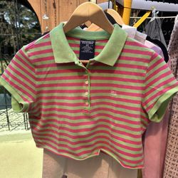 Polo Striped Crop Top Size Large Y2K 