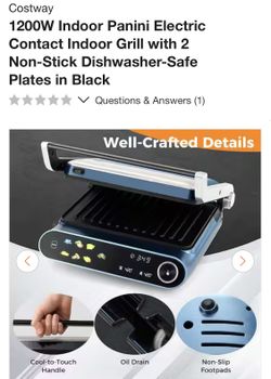 Panini Press By Costway 1200w Electric Indoor Grill/brand New