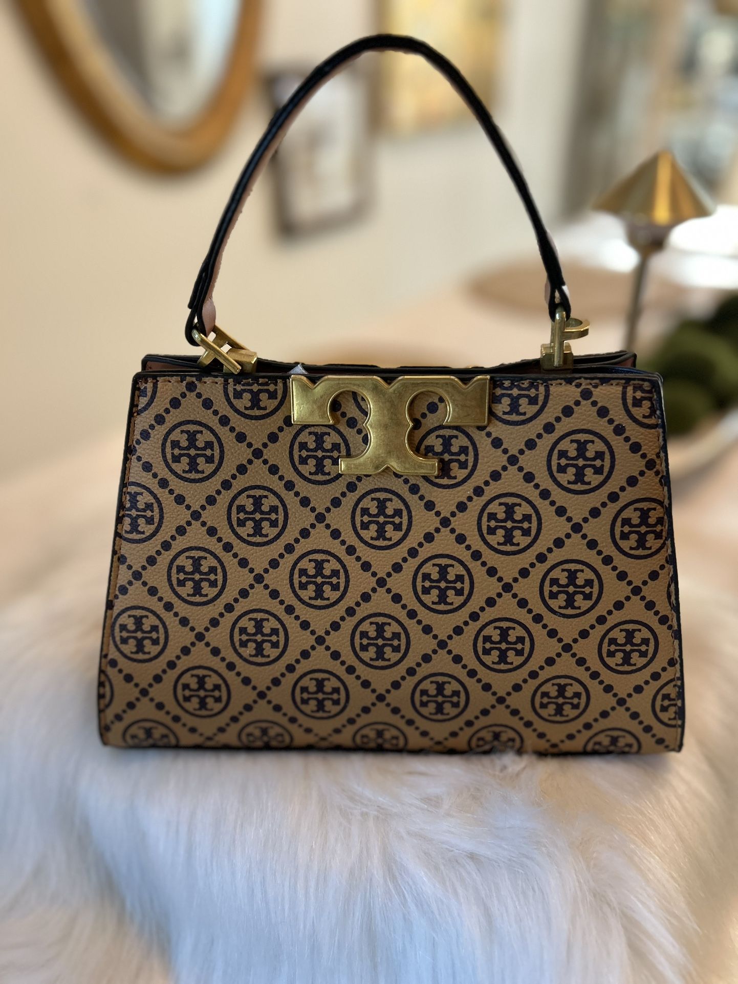 Brand New Tory Burch brown and tan leather satchel bag