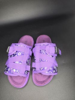 Purple Paisley Strap Slide Sandals