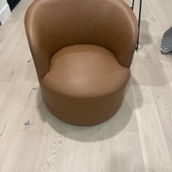 Swivel Brown Leather Chair