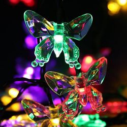 Solar butterfly String Lights Outdoor-Waterproof 21.3ft 30 LED Solar lantern Lights for Christmas Decoration (Multicolor)