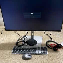 Dell 32 Inch Type C Monitor With Dell Blutooth Keyboard And Mic With Speaker And Headset