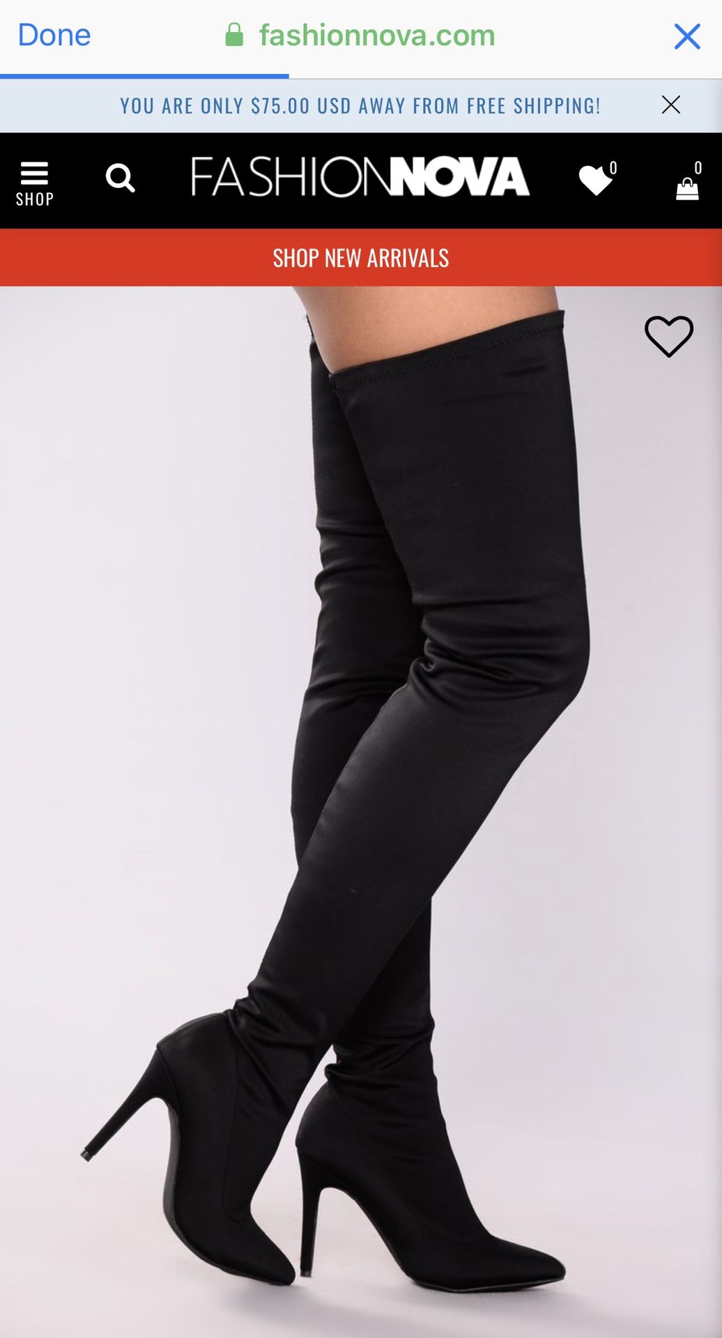 Fashion Nova Keyana Thigh High Boots Black Size 7.5