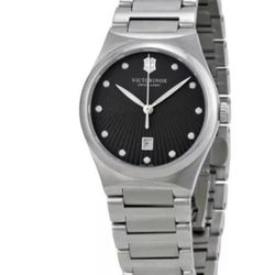 Victorinox  Victoria Silver Tone Black Date Dial Women's Swiss Made Watch
