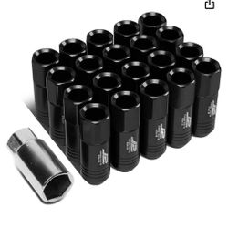  Aluminum M12X1.5 20Pcs L: 60mm Open End Lug Nut w/Socket Adapter
