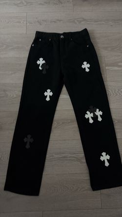 Chrome Hearts Black Denim Jeans with Cross Patches