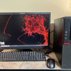 Lenovo ThinkCentre M700 PC G4400 8Gb RAM Win10 Pro Monitor Keyboard Mouse Cables