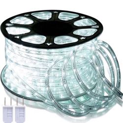 SURNIE LED Rope Lights Outdoor Waterproof: 150FT LED Rope Lighting Dimmable - 110V 6500K Daylight White String Light Tube Cuttable Connectable For Gar