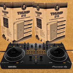DJ Serato Controller 2-Channel Mixer Performance FX Pads REV1 Powered Speakers 15" PA 2800 W Package  🚨 Payment Options Available 🚨 No Credit Needed