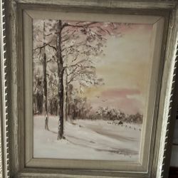Winter Landscape With Birches Canvas