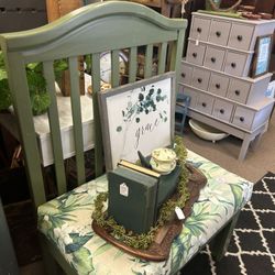 ***JUST REDUCED***Vintage Solid Wood & Fabric Bench