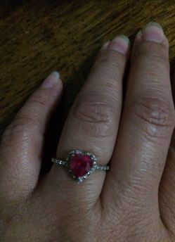 Ruby heart ring, pendant set in Silver