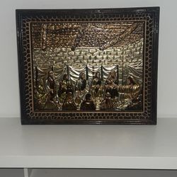 Handcrafted “Last Supper” Embossed Wall Art – Metallic Finish 