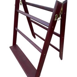 Folding Quilt Ladder/ Blanket Display, Dark Cherry