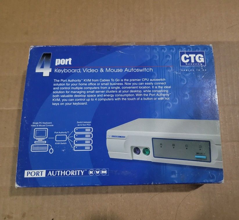 4 Port Auto KVM Switch Keyboard Video Mouse Autoswitch
