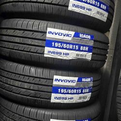 195/60/15 INVOVIC  (4 TIRES NEW) INCLUDED INSTALLATION AND BALANCING (PROMOTION)✅