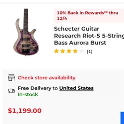 Schecter Guitar Research Riot-5 5-String Bass Aurora Burst