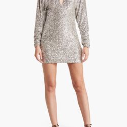Sequin Long Sleeve Dress M By Ronny Kobo