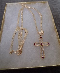 14k Gold filled Oro laminado 14k Figaro chain and pendant