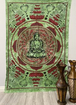 Green Buddha Twin Side tapestry 