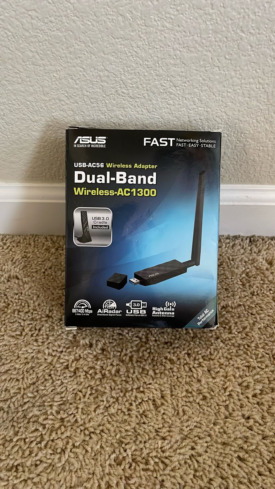 USB-AC56 ASUS AC1300 DUALBAND a/b/g/n/ac 2.4GHz 5GHz USB WiFi ADAPTER -