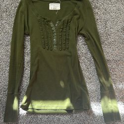 Elena Gilbert Aeropostale Y2k Henley Long Sleeve Top